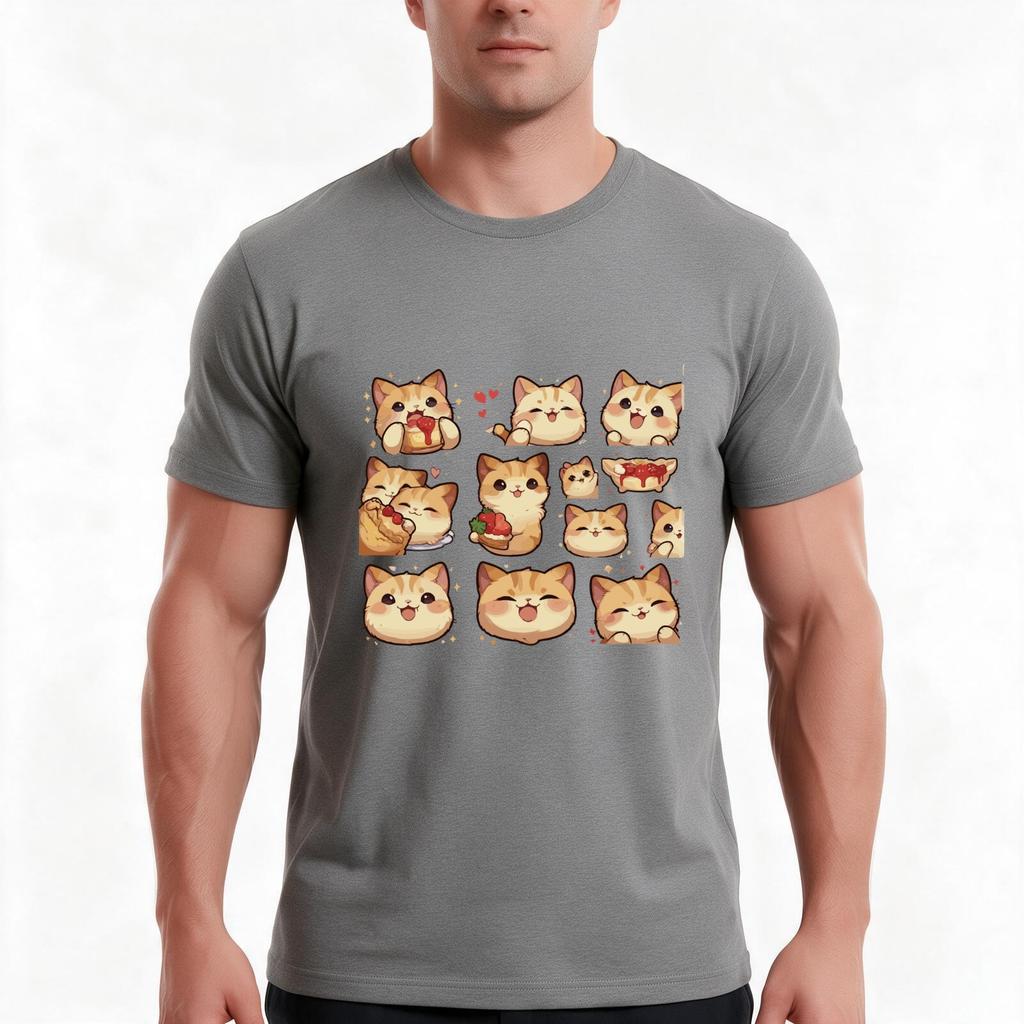 Chibi Cat Tshirt Summer Casual Cotton Tee Oversized Streetwear Tops Vintage Graphic Print Loose Fit Short Sleeve