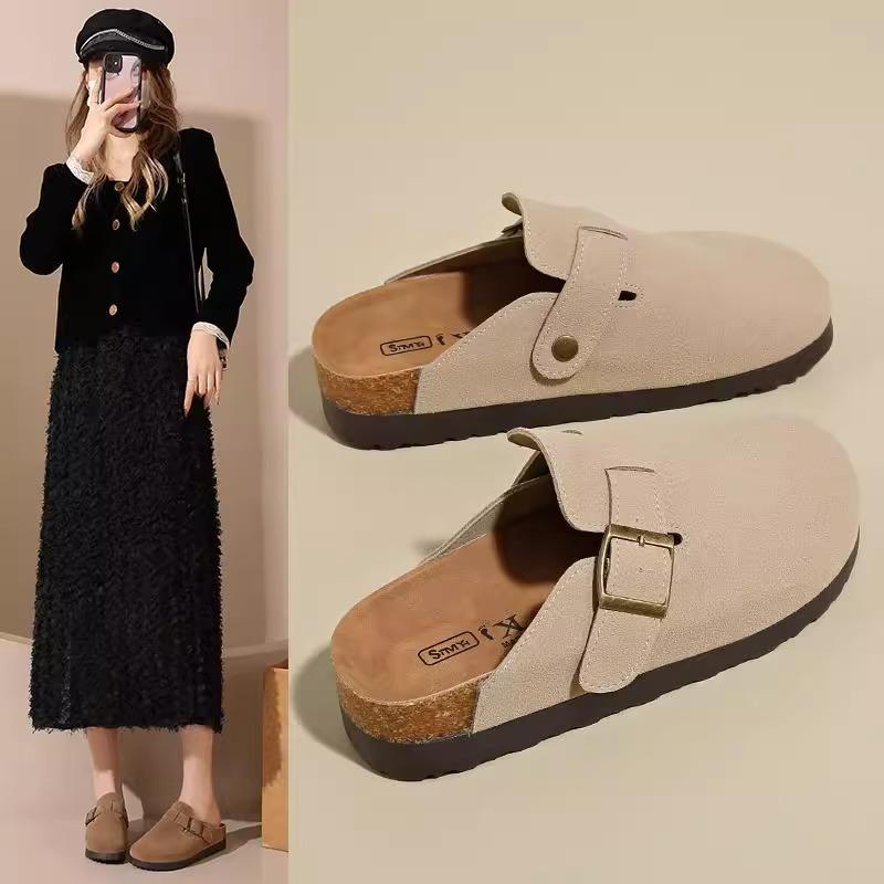 Retro Birken bag head slippers women's outer wear 2025 spring and summer new thick bottom one pedal Boken casual lazy half drag