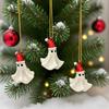 1pc Santa Hat Ghost Ornament Hanging Pendant White Spooky Figurine for Christmas Tree Wall Door Window Xmas Party Home Decor