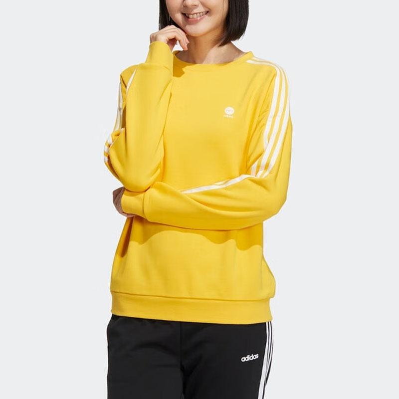 (WMNS) adidas neo 3-Strepen Crew sweatshirt 'Geel Wit' Dames HM7417