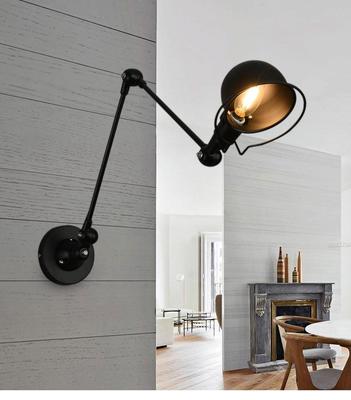 Nordic Industrial Retractable Swing Arm Wall Lamp - Modern Minimalist Design for Living Room or Bedroom