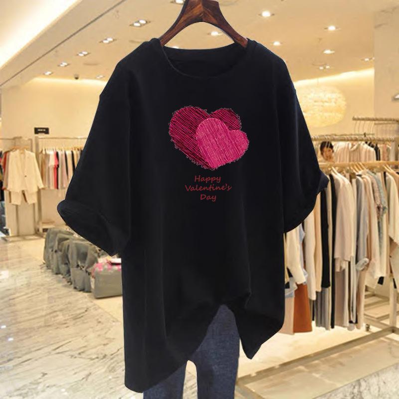 Pure cotton new t-shirt women's summer love pattern printing loose casual design bottoming shirt short sleeve isn't top