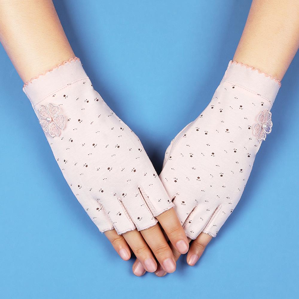 Sunscreen Gloves with Thin Fingers for Women In Summer Driving and Riding Anti Slip UV Tea Picking Manicure Half Finger Gloves