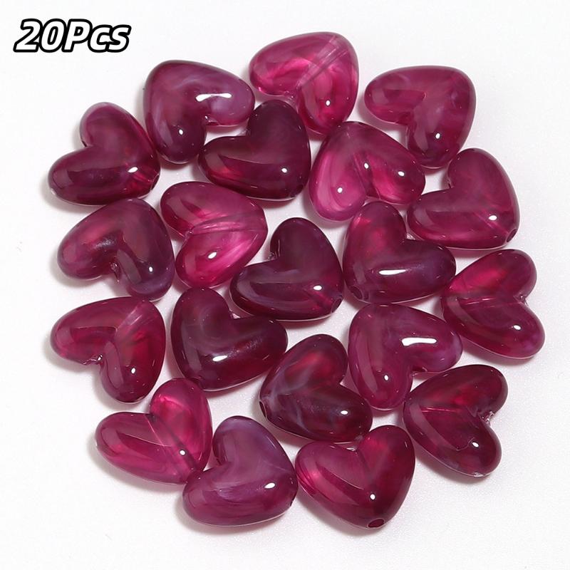 20Pcs Imitation Stone Heart Shape Acrylic Beads Dual Color Loose Bead For Jewelry Making Diy Charms Bracelet Necklace Accessorie