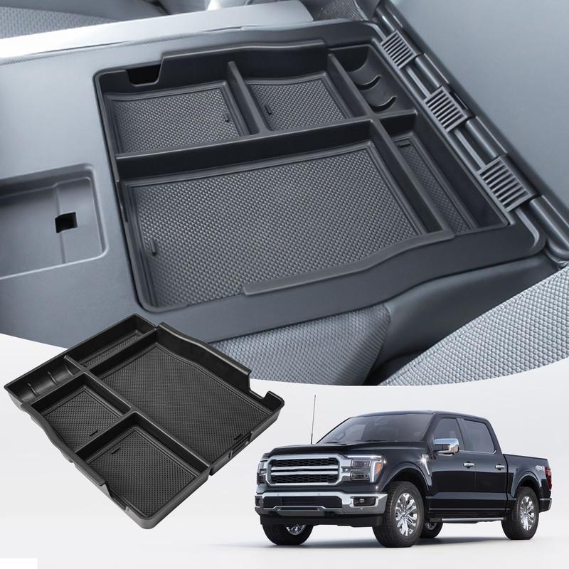 Jump Seat Front Center Console Organizer Ford F150 2015-2024 2025 Armrest Jump Seat Storage Box Tray Interior Car Accessories