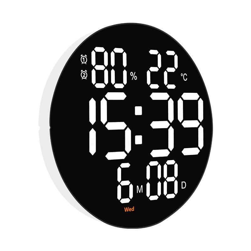 

10-Inch Simple Round Led Wall Clock Living Room Multi-Function Electronic Clock Silent Temperature And Humidity Ds-6630 Quality