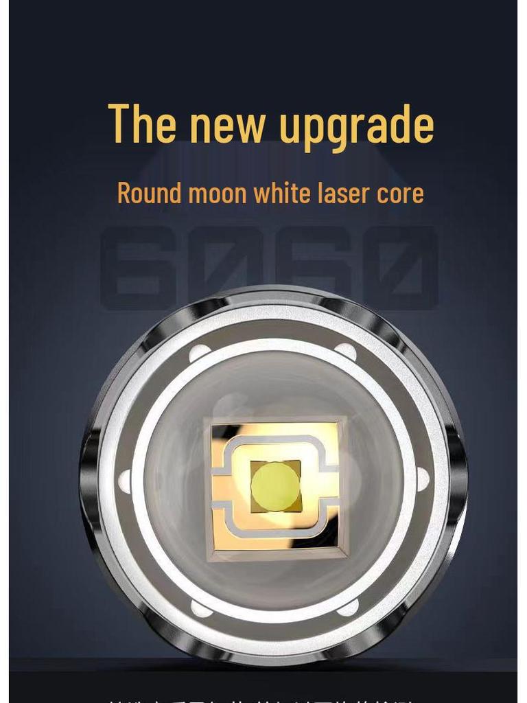 High Power White Laser Zoom Flashlight for Long-Range Outdoor Use with Rechargeable Display
