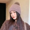 Cold and Warm Hairball Knitted Hat Women Outdoor Windproof Velvet Versatile Ear Protector Wool Hat Winter New