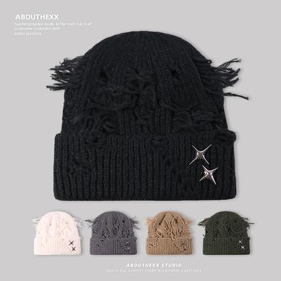 Autumn and Winter Warm Hats for Women Versatile Star Hole Knitted Hats  Warm Ear Protection Woolen Hats for Men