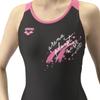 Swimsuit Fitness One Piece Spats Black X Pink Size M [Arena] (Open Back/Half Leg/Hatch Pad) Women's (BKPK)