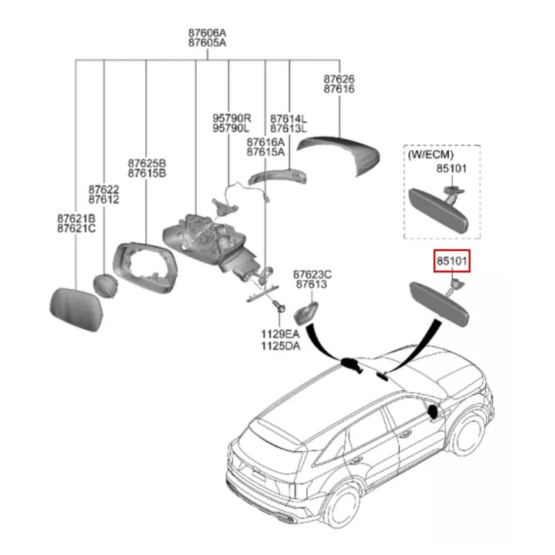 Wide Angle Interior Rearview Mirror For Enhanced Visibility Blind Spots Elimination 85110-L1000 for Staria 2021-2024