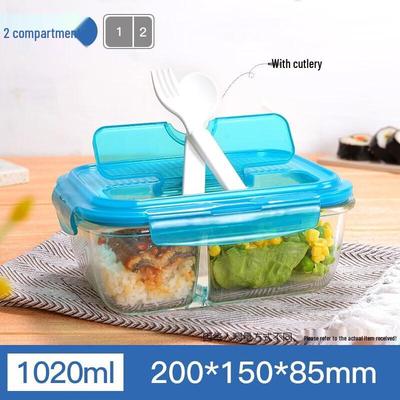 1000ml Divided Borosilicate Glass Bento Box