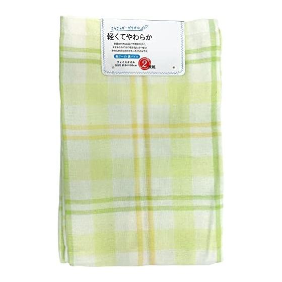 Hayashi Face Towel 2 Same Pattern Approx. 34 x 80cm Soda Check Green FC449114