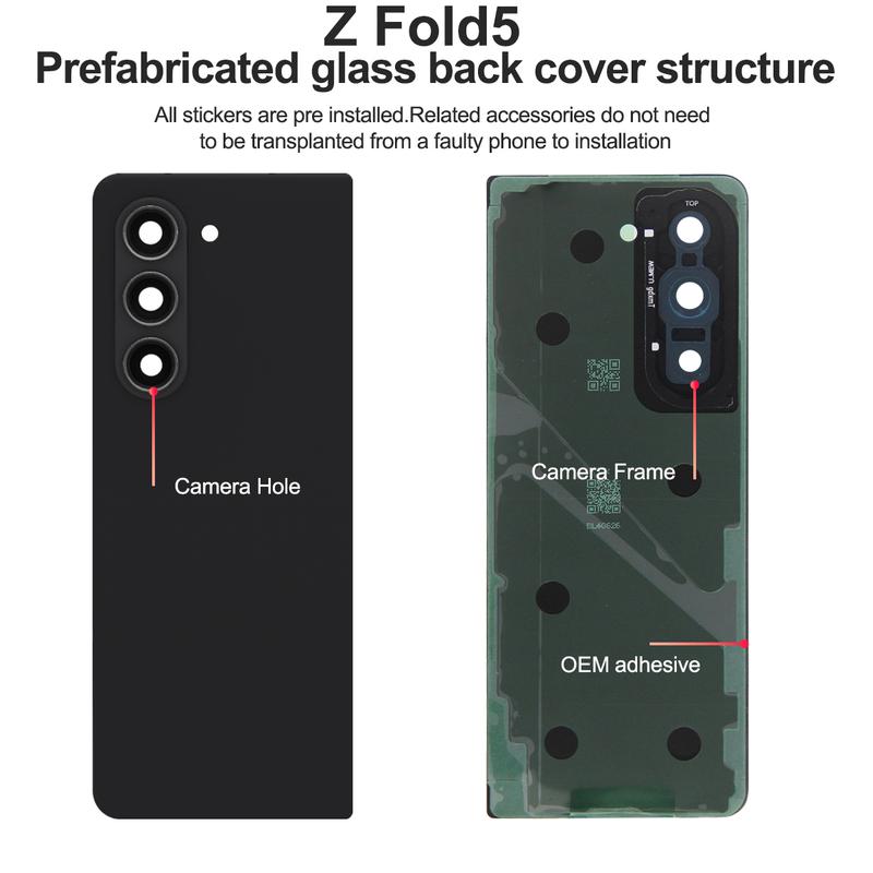 Per Samsung Z Fold5 Fold6 5G Cover Batteria in Vetro Pannello Alloggiamento Posteriore Parti Lente Fotocamera Per Z Fold 5 6 Cover Batteria