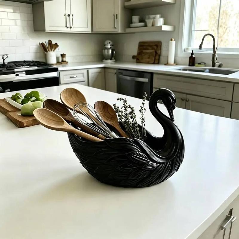 Swan Shaped Key Organizer Bowl Elegant Waterproof Storage Tray for Jewelry Ring Cosmetics Entryway Desktop Home Decor