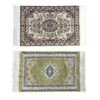 Handwoven Tribal Pattern Doll House Rug Ethnic Woven Mat Miniature Furniture For 1/12 Scale Doll House Decoration