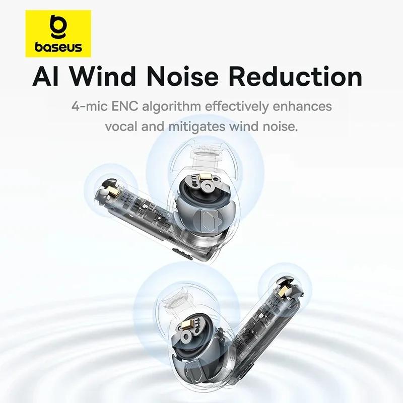 Baseus Bowie M2s Pro Kulaklık Kablosuz Bluetooth 5.4 TWS Kulaklık Aktif Gürültü Engelleme Kulaklık 4 Mikrofonlu ENC Hifi Kulaklık
