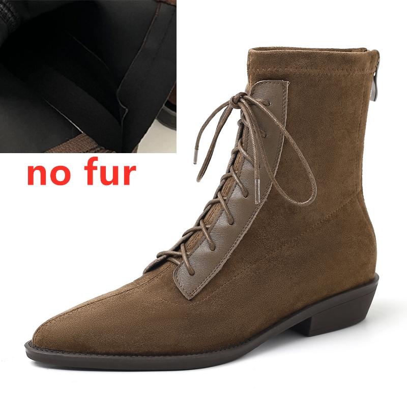 Fashion AIYUQI 2025 New Women's Short Boots Western Girls Pointed Toe Women Ankle Boots Large Size Lace-up Female Boots