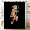 Japanese Cat Scooter Anime Shower Curtain Unique Cool Funky Washroom Decor Home Decor Gift for Cat Lovers