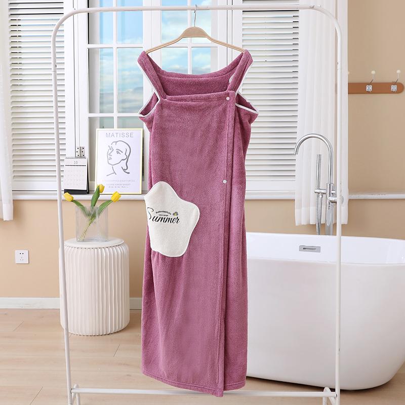 Soft Absorbent Star Coral Fleece Wearable Bath Skirt Bathrobe