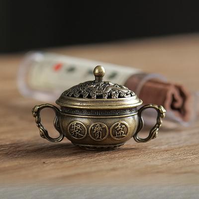 Antique Copper Incense Burner Non Sticky Powder Small Auspicious Coil Incense Home Indoor Fragrance Long Lasting Aromatherapy
