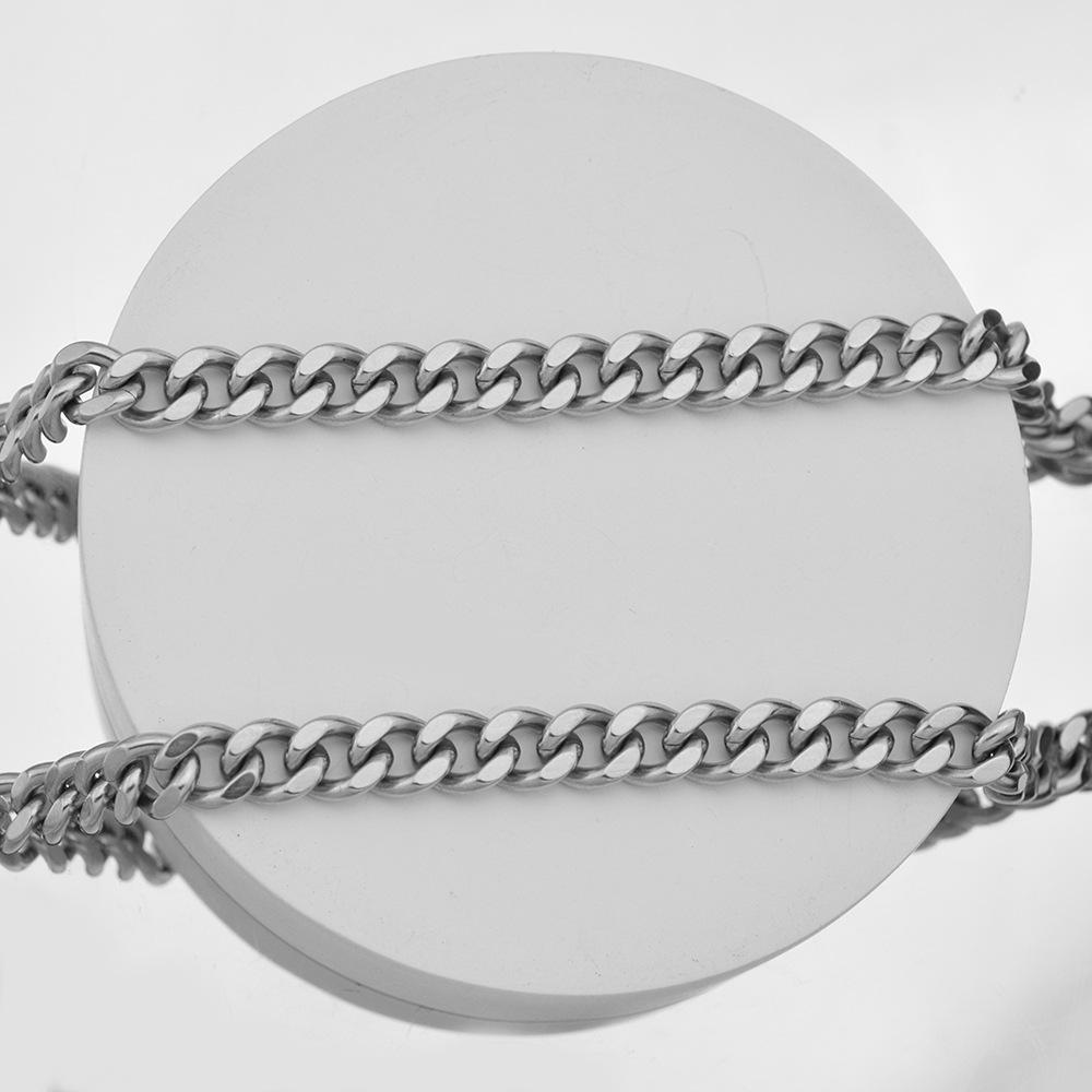 Simple Cuban Chain, Double-sided Grinding Necklace, Stainless Steel Does Not Fade, Daily Wear, the Same Gender Neutral Wind Collarbone Chain