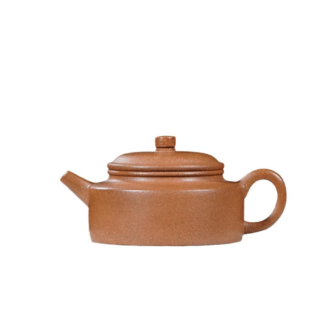 

160ml Yixing Purple Clay Teapots Handmade Flat Dezhong Pot Raw Ore Gold Downhill Mud Tea Maker Kettle With Strainer Zisha Teaset