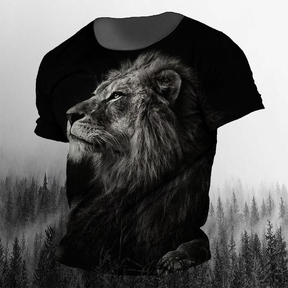 Men's T-Shirt 3d Animal Print Short-Sleeved O-Neck Top 3d Casual Street Men's T-Shirt Oversized Retro T-Shirt Men's Clothing