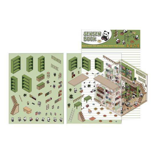 

DIY 3D наклейки для дома Тема супермаркета Многоразовые наклейки Снятие стресса Кофейня Книжный магазин Ресторан Сцена Наклейки с пинцетом G