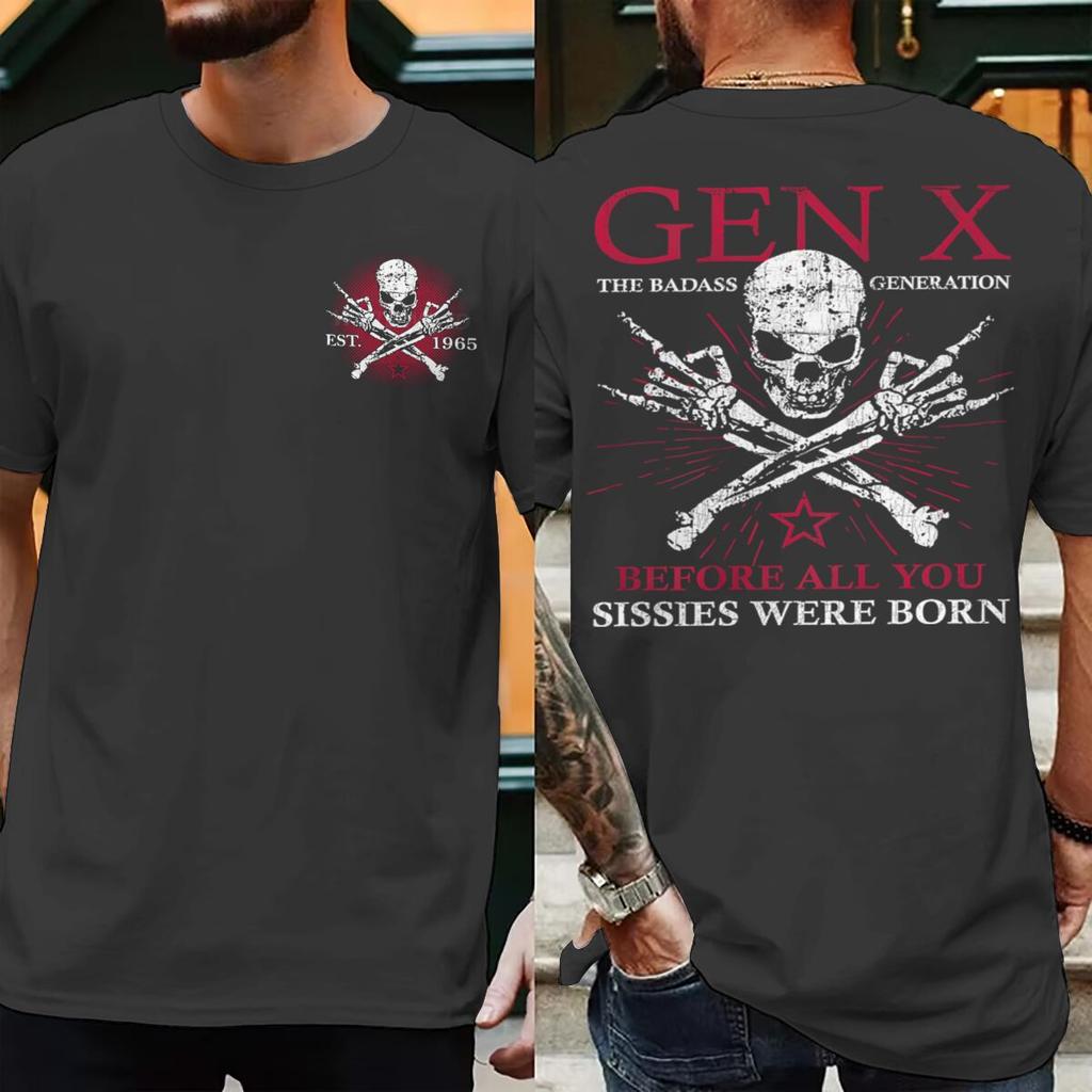 Stampato 1965 Divertente Generazione X Unisex Unisex Magliette La Generazione Badass Cresciuta Dai Teschi Streetwear Manica Corta Ropa Hombre Magliette