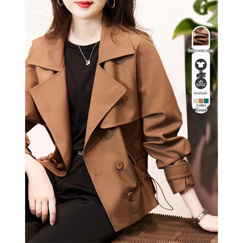 

Women s Double-Breasted Short Trench Coat XL