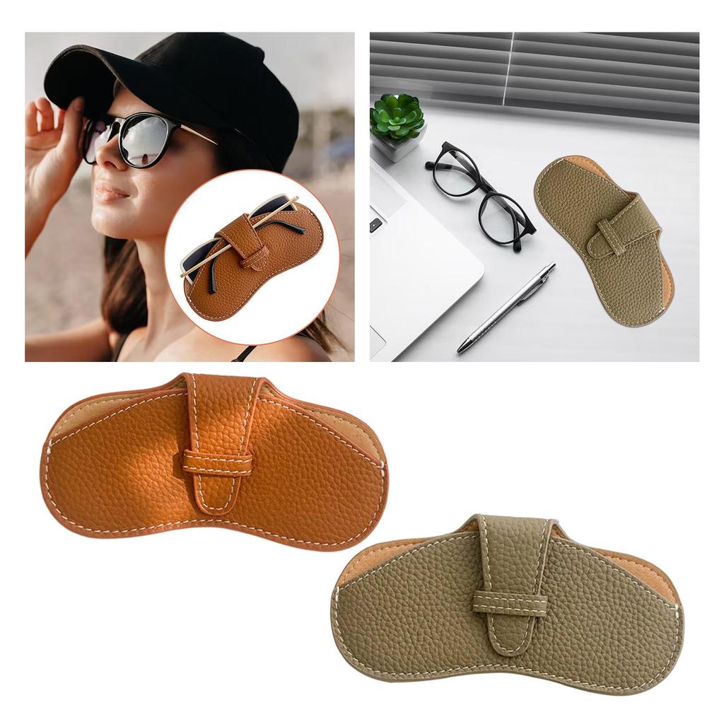 Soft Glasses Case Portable Fashionable Carrying Organizer PU Leather Eyeglass Pack for Hiking Traveling Unisex Outdoor Camping