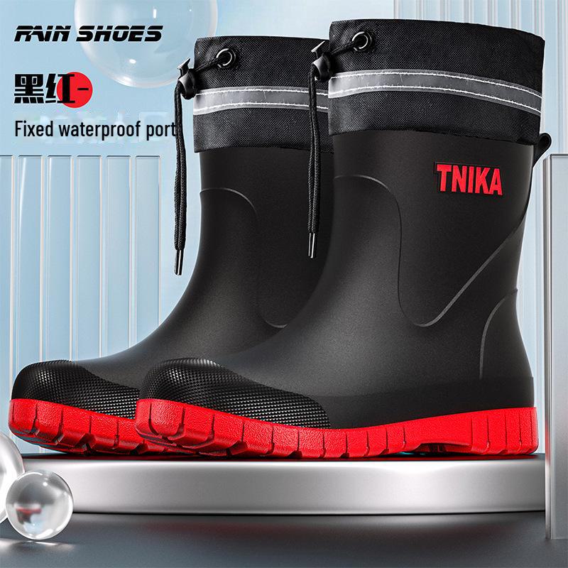 

Мужские модные водонепроницаемые светоотражающие резиновые сапоги средней высоты - нескользящая резиновая обувь для рыбалки 41