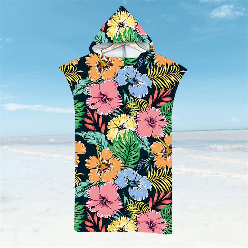 Microfiber Quick-Dry Hooded Beach Poncho Bathrobe for Adults