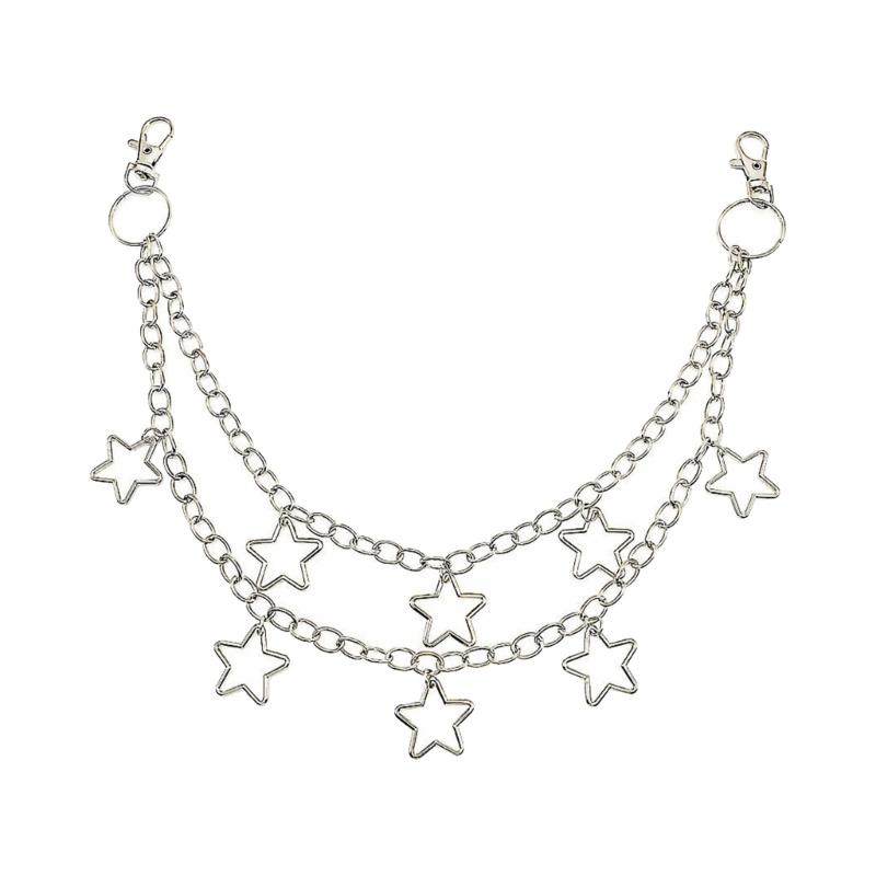 

Popular Waist Chain with Five Pointed Star Hiphop Dancing Waist Chain Eye Catching Pants Bag Chain Cool Waist Decors 1