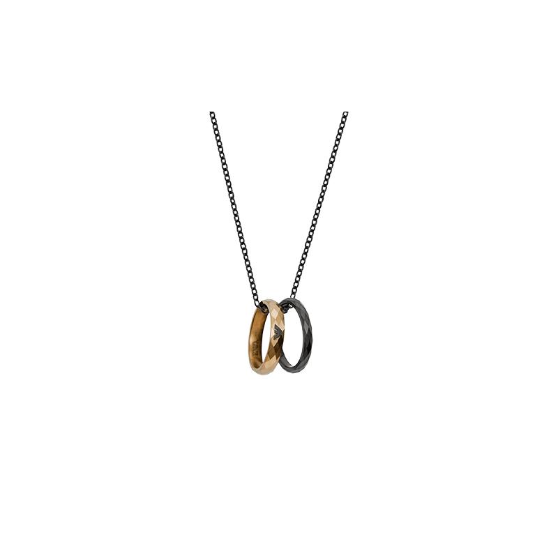 Emporio Armani Couple Ring Necklace Steel Sweet Decoration Love Stainless Steel Necklace Men s Style EGS2760001 чёрный
