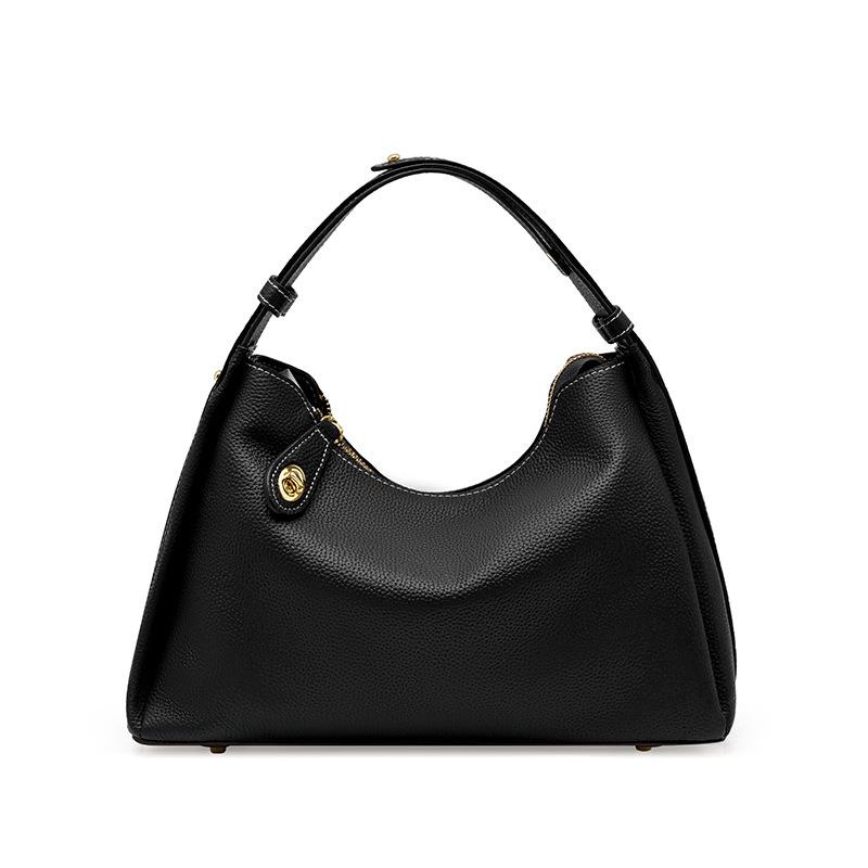 High-end Leather Women s Bags, New Crossbody Shoulder Bags, Women s Fashion Underarm Bags, Atmospheric Women s Bags 30cm чёрный