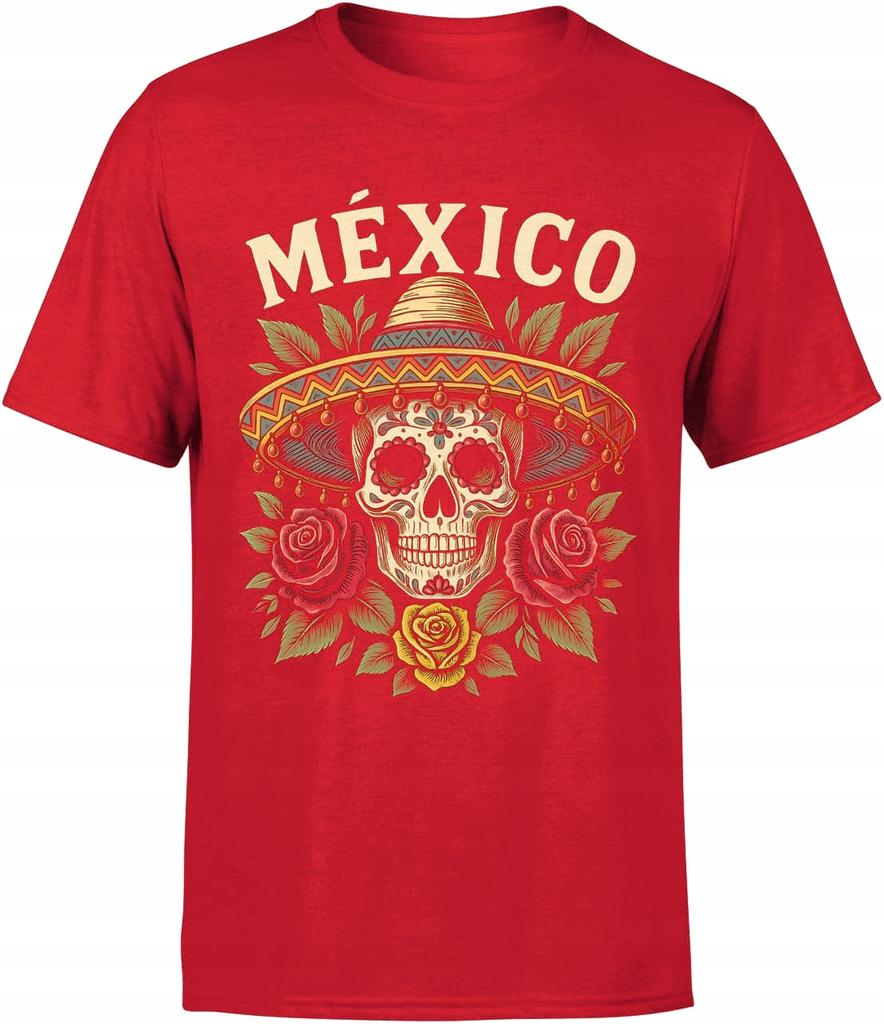 Koszulka Czaszka Sombrero Mexico Meksyk Latino Męska Nadruk Z Różami L