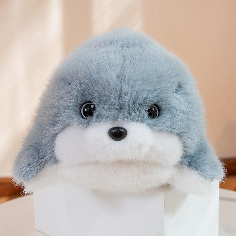 Chubby Seal Plush Toys  Fluffy Killer Whale Stuffed Animal Soft Doll with Small Black Eyes Cuddle Birthday Gift Ocean Animal Toy