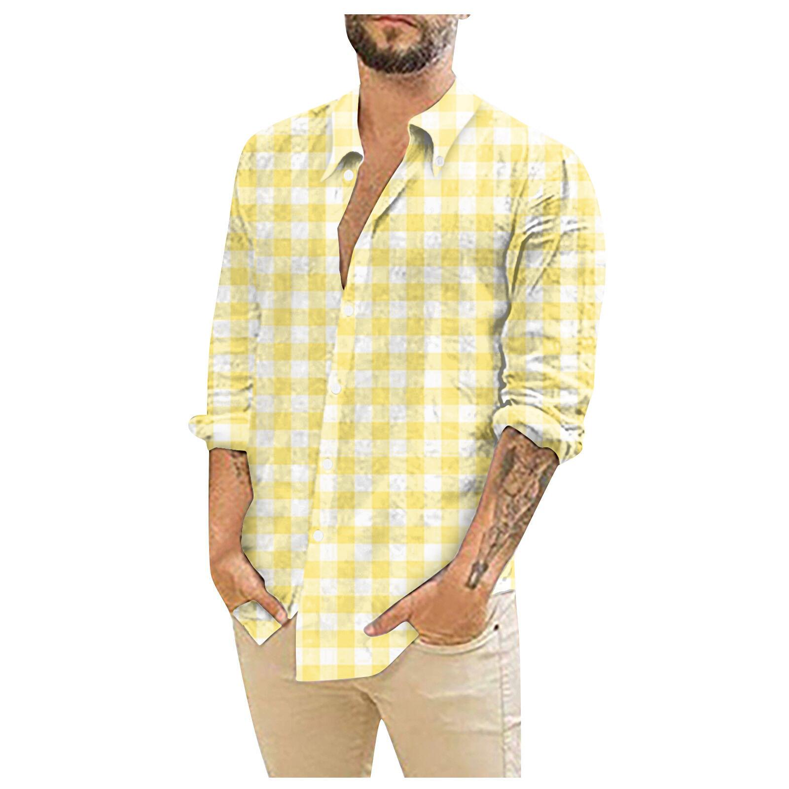 

Дизайнерская весна-лето мужская повседневная 3D-хэллоуинская печать Гавайская рубашка Блузка Рубашки с длинным рукавом XL жёлтый
