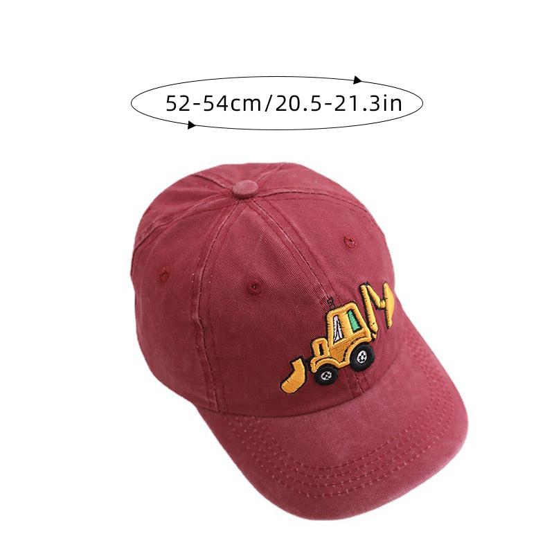 4-7Y Cartoon Car Children Baseball Hat Retro Washed Cotton Kids Sunshade Peaked Cap Solid Color Boys Girls Visors Caps
