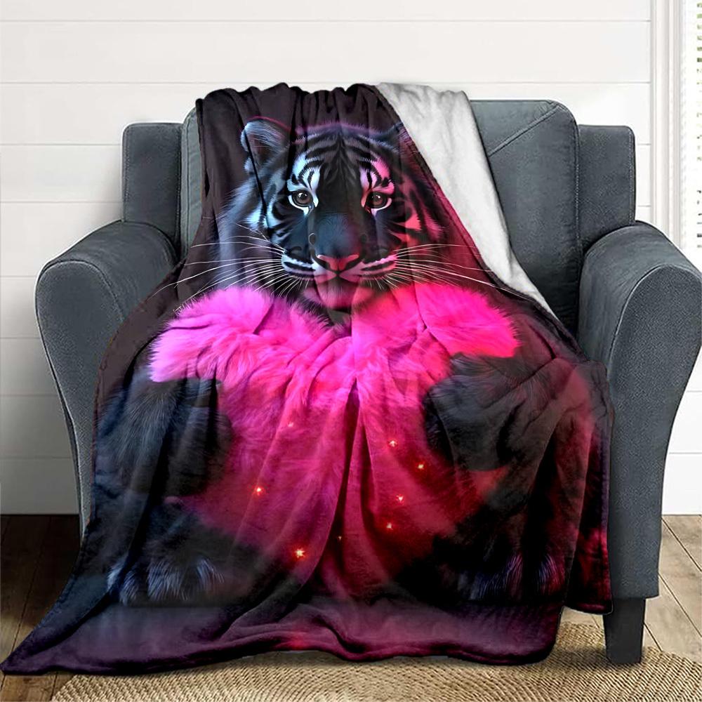 

1pc Tiger Glowing Heart Blanket Lightweight Blanket Throw Blanket For Sofa, Bed, Travel, Camping, Livingroom, Office, Couch, Chair yy251010013 100x150cm
