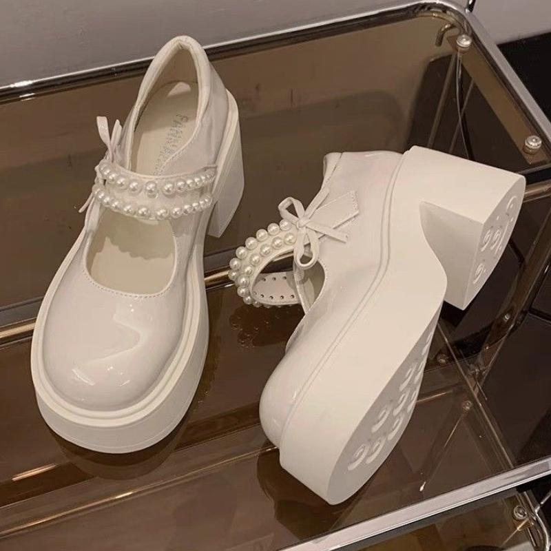

Fashion Women s Mary Jane High Heels Chunky Heel Platform Shoes Spring and Autumn 2025 New Arrival with Bow Detail Thick Sole 40