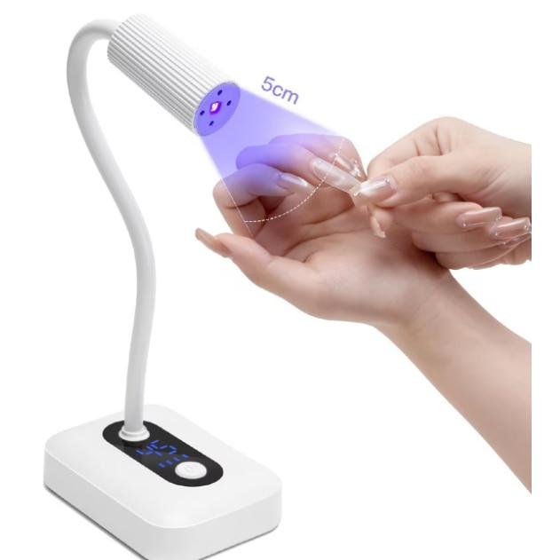 Portable UV LED Nail Lamp, Flexible Design, 2 Timer Settings, White