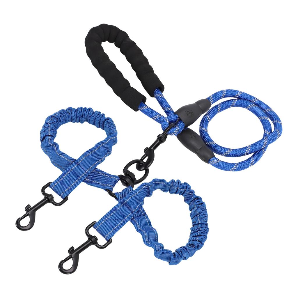 Dual Dog Leash Anti Tangling 360 degrees    Joint Shock Absorbing Night Reflective Double Ended   Pet Leash