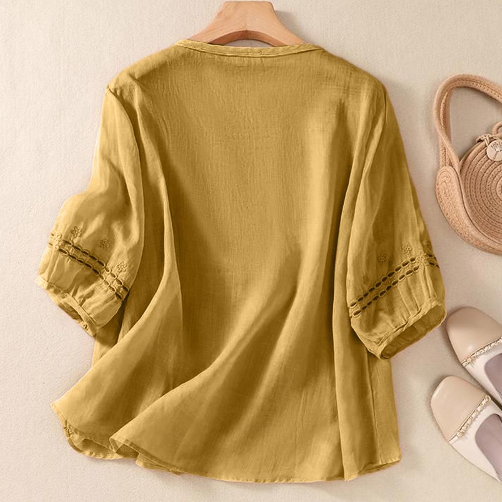 Stylish Two-piece Cotton-linen Set: Top, Vintage-inspired, Casual, And Wide-leg Pants.