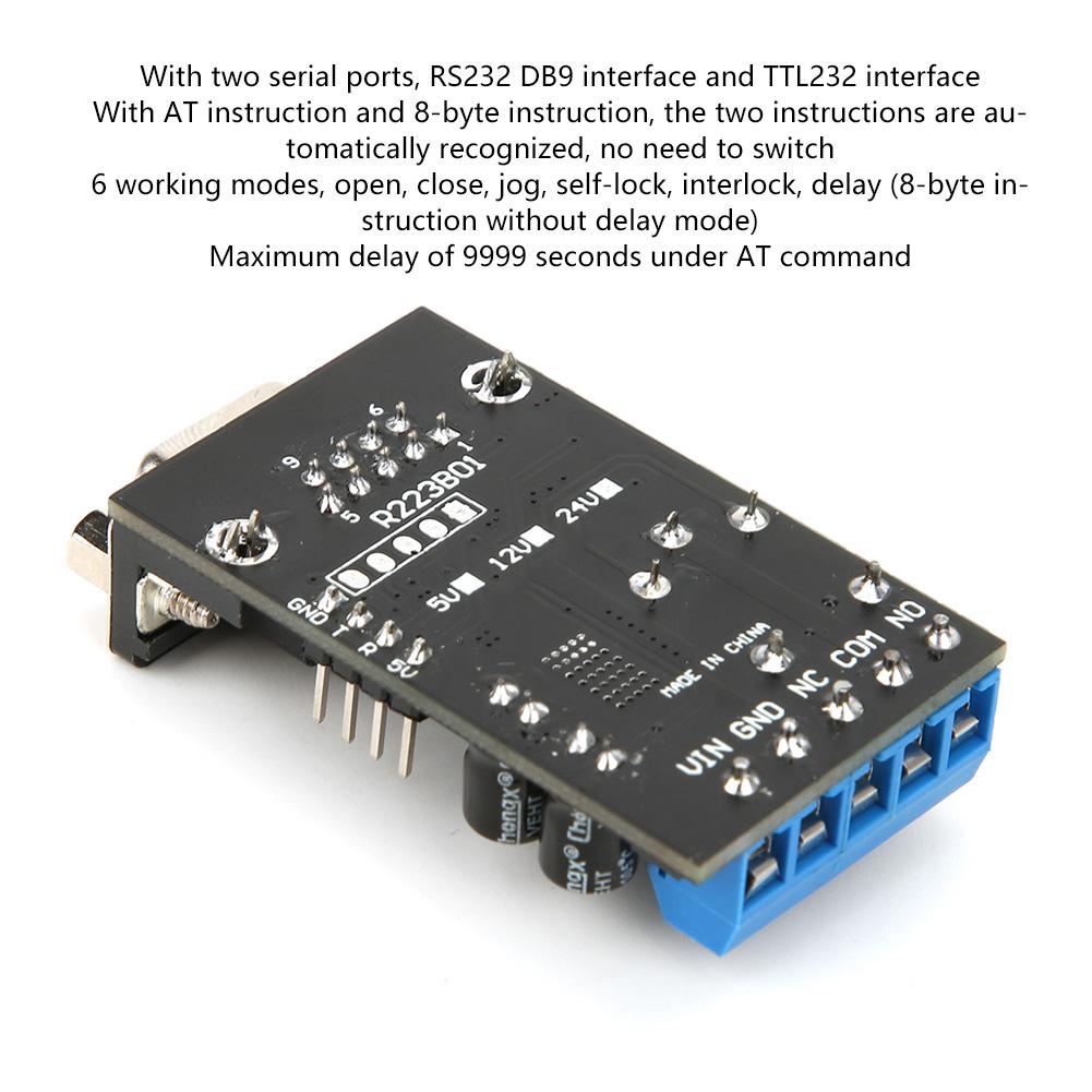 RS232 Delay Relay Module 1 Channel Serial Port UART Multifunctional DC12V R223B01
