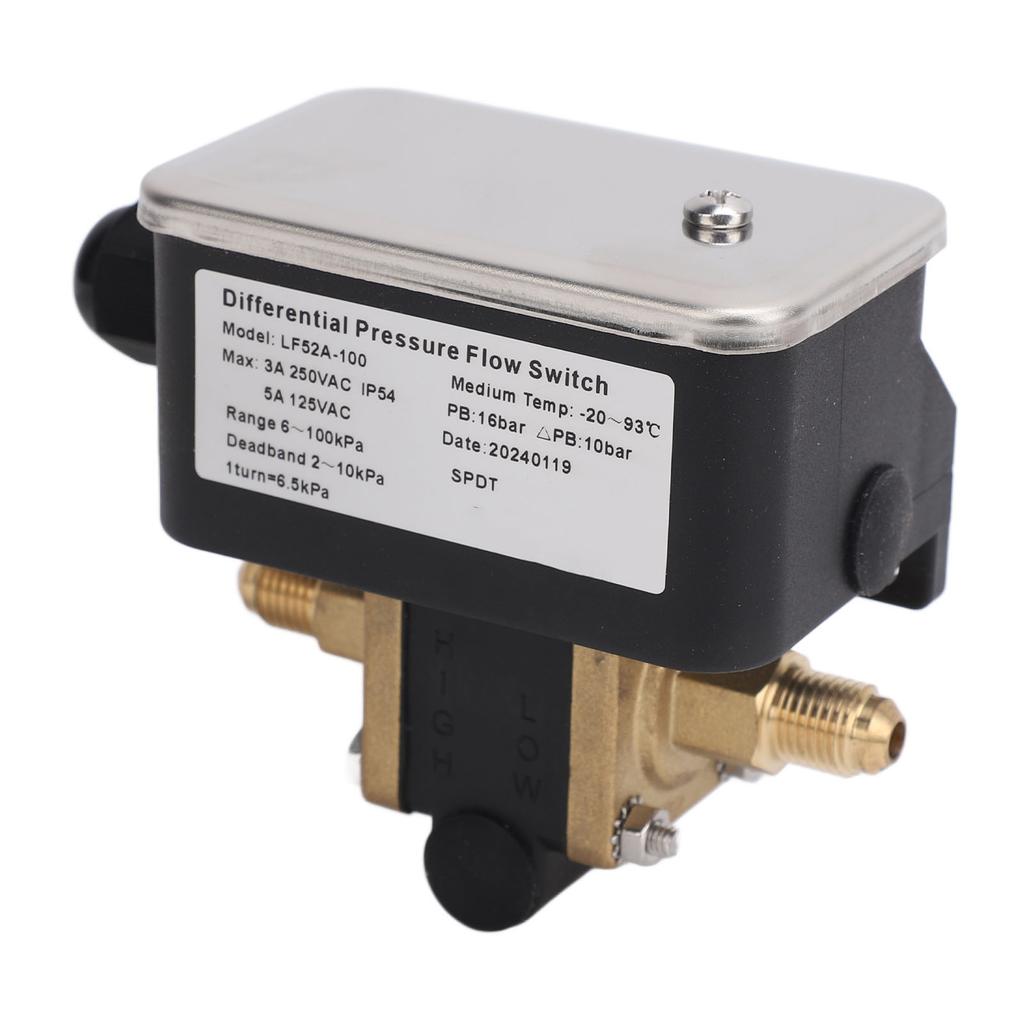 Differential Pressure Flow Switch Stainless Steel Adjustable 2 Wire 6‑100kpa 125VAC 250VAC