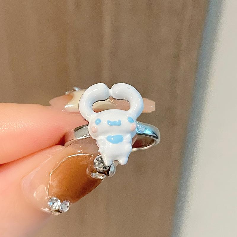 Dripping Oil Cartoon Cute Open Ring Fashion Personality Niche Design Childlike Ring Index Finger Ring Girl