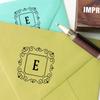 Printtoo Monogram Letter Square Swirl Border E Odd Mounted Rubber Stamp Office